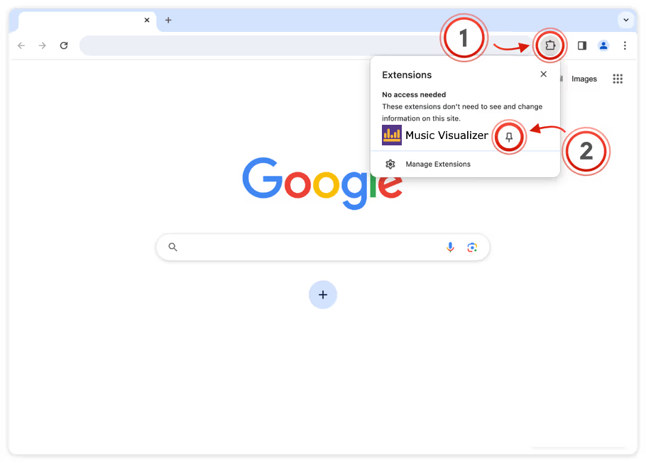 Browser extension installation step 1 and 2